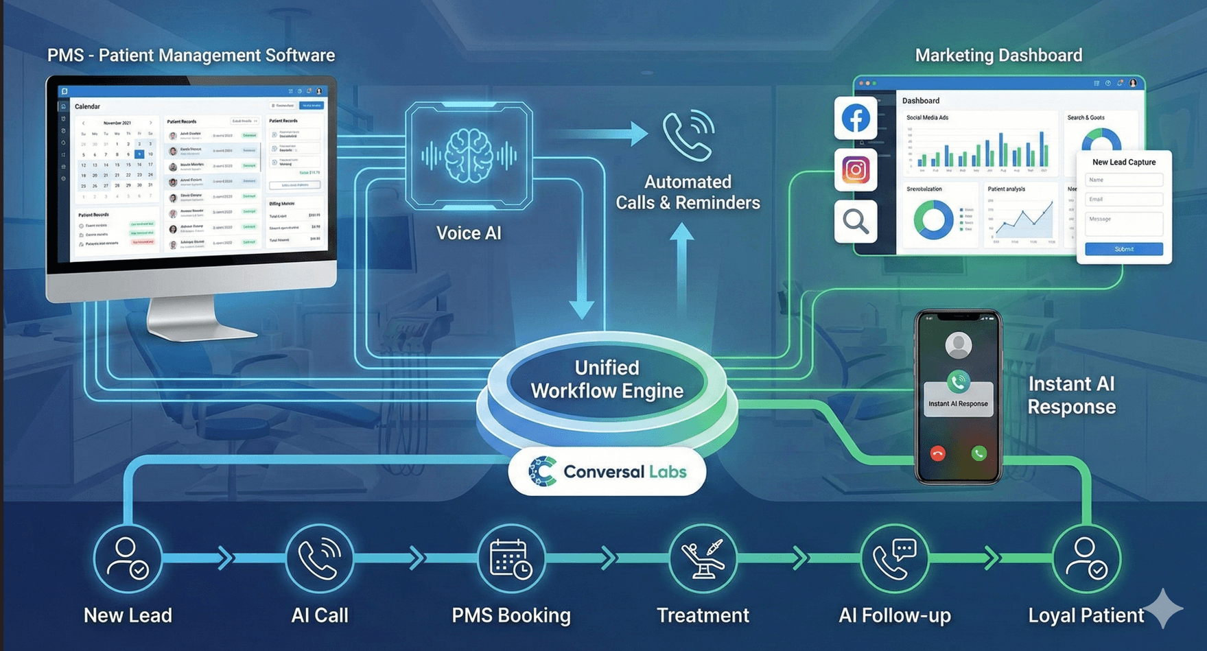 How Voice AI + PMS + Marketing Tools Are Transforming Dentistry — The Next Frontier for Dental Practices